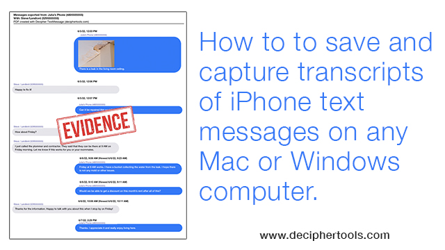 How to capture transcripts of text messages.