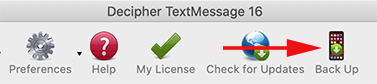 Select Back Up to back up iPhone text messages.