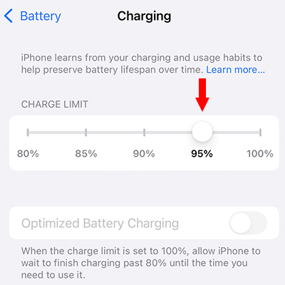 How to change the charging limit on iPhone.
