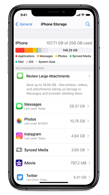 How to check used storage space on iPhone.