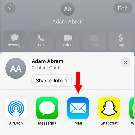 How to email and share iPhone contacts.